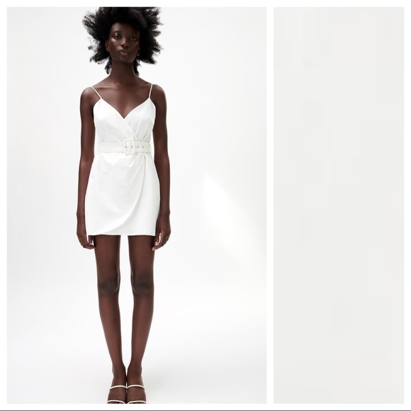 NWT. Zara White Linen Blend Mini Dress. Size M. - Picture 1 of 9